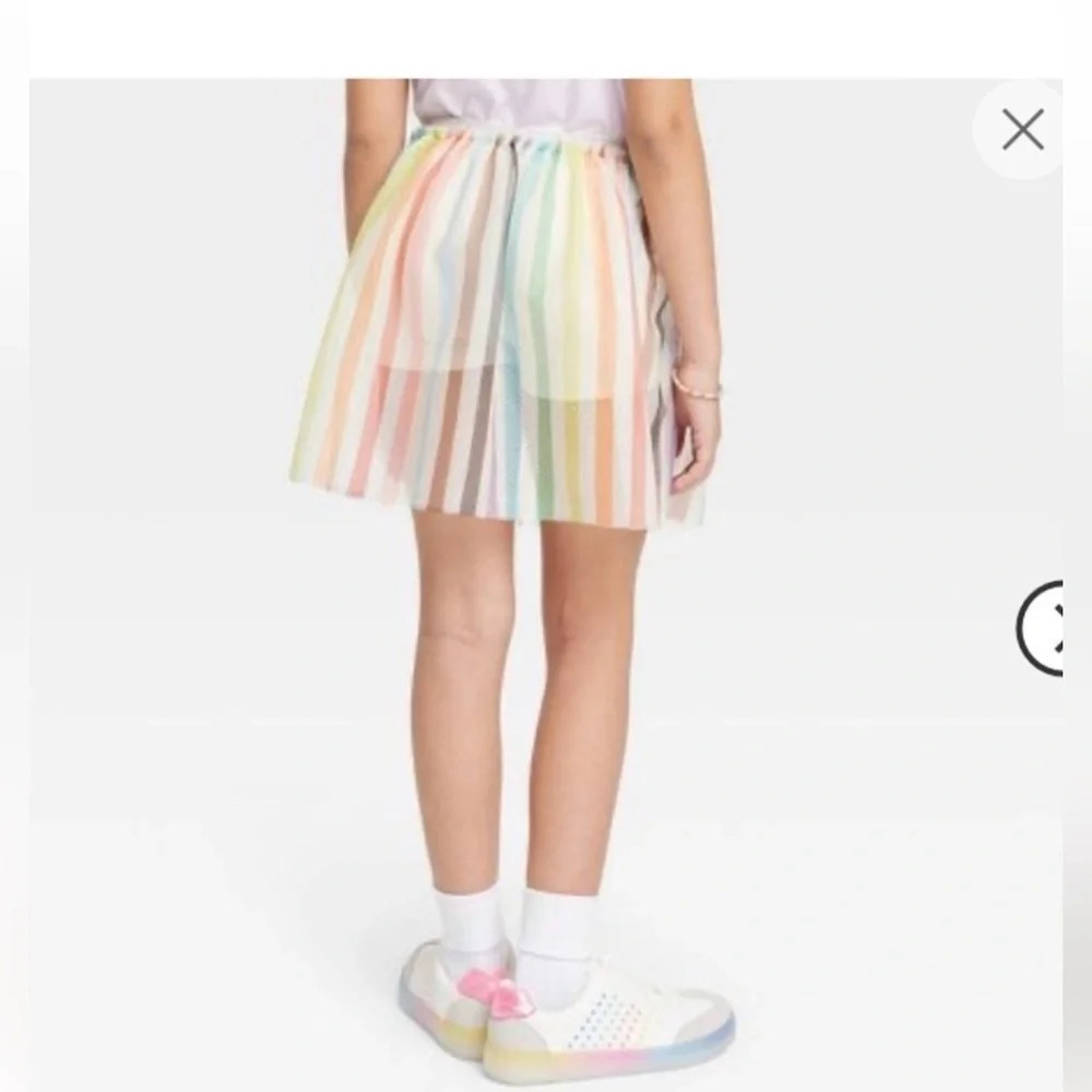 NWT TuTu girls skirt size 10-12 by Pride stripes w/silver glitter waist w/shorts